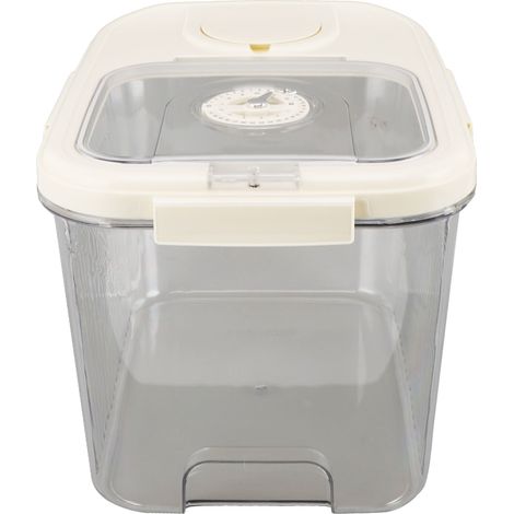 Boîte à riz de cuisine pour aliments secs, seau à riz hermétique multifonction avec compartiment pour céréales et farine, grand format, blanc crème