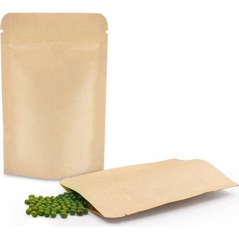 Sacs en papier kraft - 50 pièces - Aluminium - Refermables - Aliments secs - 9 x 14 cm (1/5)