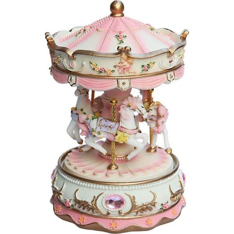 Boîte à musique pour filles - Carrousel à 3 chevaux avec fonction rotative, cadeau musical pour