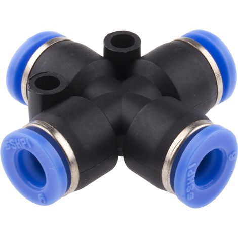 Adaptateur tube à tube croisé RS PRO vers Enfichable 6 mm Enfichable 6 mm ( Prix pour Paquet de 10 )