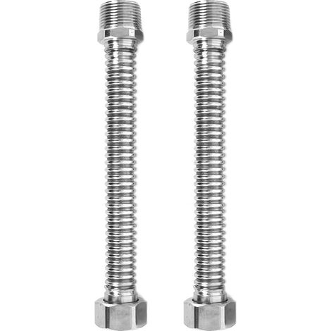 (Lot de 2) Tuyau flexible en acier inoxydable 3/4" – 20 cm de longueur, compatible avec les chauffe-eau, les chaudières et la tuyauterie industrielle (1/5)