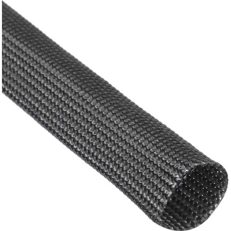 Gaine Cable Tressé Isolante 1 Mètre de Long 16mm ID Manchon en Fibre de Verre Haute Température Noir (1/4)