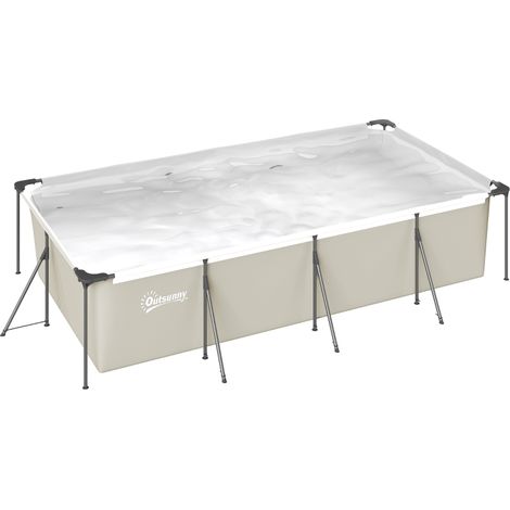 Piscine Tubulaire Rectangulaire Piscine Hors Sol Nouvelle Structure Stable Antirouille 394,5x208,3x80,5cm Gris (1/5)
