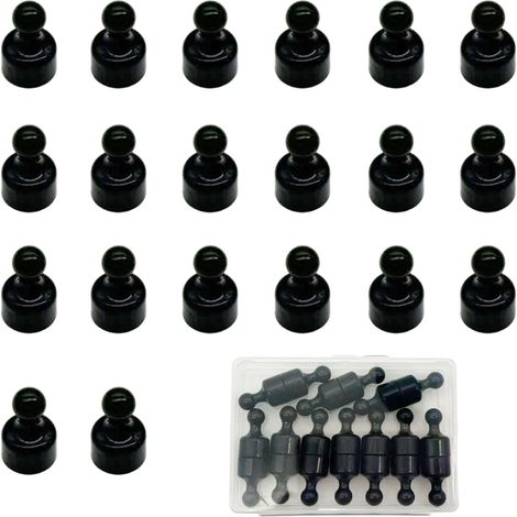Lot de 20 Mini aimants colorés, puissants aimants en néodyme pour réfrigérateur, Tableau magnétique, punaises pour Bureau et Maison, 12 x 20 mm (Noir)