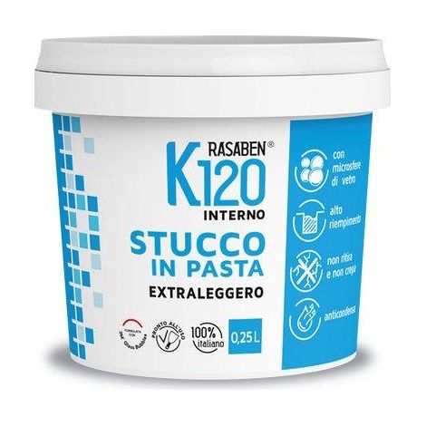 STUCCO PASTA EXTRALEGGERO K120 K2 RASABEN - KG 0,250 INTERNO- 12 pezzi