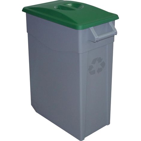 Contenedor de basura Denox  65, 85 y 110 L para reciclar  Cerrado con tapa de color  2 ruedas