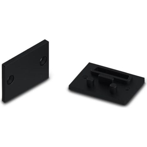 Capuchon En Aluminium - Pour Diffuseur PPMA - Pour Ruban LED Alu-Epoxy - Sans Trou De Câble - Noir - 1 Pièce