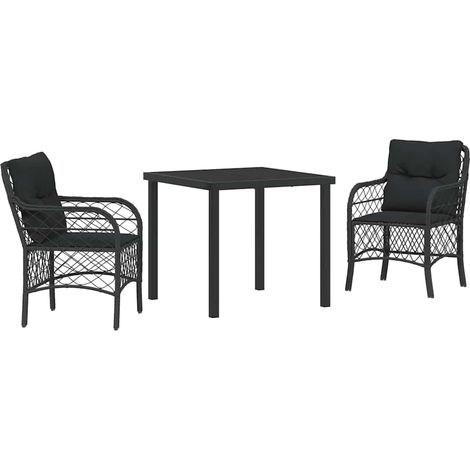 Maison Exclusive - Conjunto de Comedor de Jardín 3 uds. Negro rat (1/5)