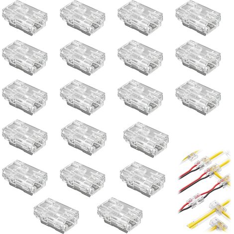 20 Pcs LED Connectors, 2 Pin 8mm 9 in 1 LED Strip Connectors Transparent and Gapless Seamless Lighting Angle Connection Strip Fcob Corner Connection Strip Quick Installation (1/5)