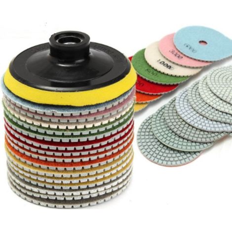8er-Pack Diamant-Polierpads 4 für Granit, Beton, Stein, Keramik, 30/50/100/150/200/400 (1/3)