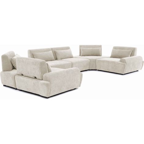 Canapé d'angle modulable 6 places dossier ajustable 462 cm écru - Callisto (1/5)