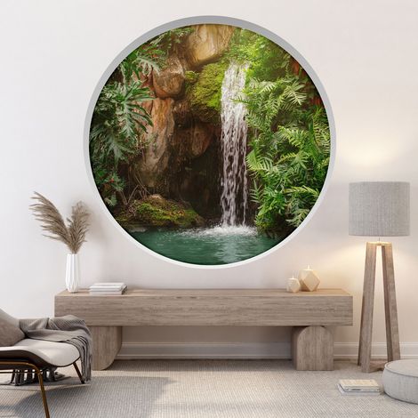 Stickers Trompe l'oeil Arche ronde - Chute d'eau - Diamètre 30 cm (1/4)