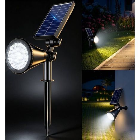 Faretto solare da giardino 2 in 1 dimmerabile con 36 LED, impermeabile per uso esterno, luce bianca brillante, illuminazione paesaggistica monoblocco per giardino (1/5)