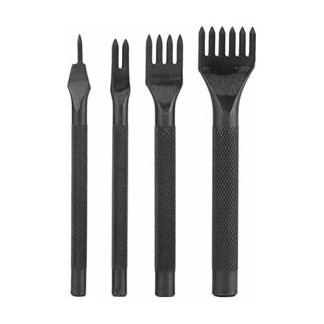 4Pcs Outils de Couture de Poinçon de Trou en Cuir, Outils Prong Lacing Perforate Artisanat du Cuir Griffe Trou Couture(Dents de 1+2+4+6 ) (1/5)