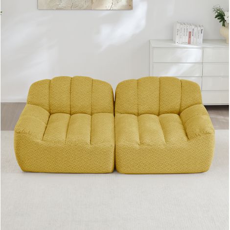 2-Sitzer-Modulsofa ohne Montage, Muschelform, gelber Granulat-Fleece HAVRYA (1/5)