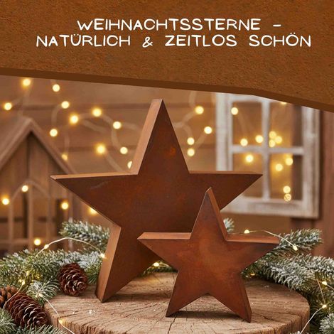 Étoile de Noël 3D Décorative en Métal Effet Rouille Patine pour Jardin et Salon - PANGIVO (1/5)