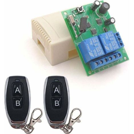 Commutateur de télécommande sécurisé DC 12V 24V 30V sans Fil 433Mhz RF 10A récepteur de Relais avec 2 émetteurs, pour Moteur, lumière, Porte de Portail, contrôleur de Bricolage- (1/4)