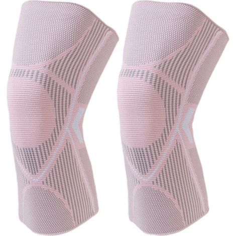 Conjunto de 2 rodilleras, manga de compresión, tejido transpirable, bandas de silicona, para uso deportivo diario femenino. (1/5)