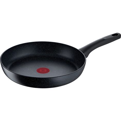 Tefal Black Stone G28106 - Padella 28 cm, rivestimento antiaderente Mineralia+ sicuro, segnale termico, adatta per cottura a induzione, effetto pietra, colore: Nero (1/5)