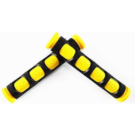 Gants de guidon pour trottinette électrique et moto, avec poignée de frein et de klaxon, en caoutchouc antidérapant, confortables et résistants, polyvalents (modèle à doigts jaune et noir). (1/5)