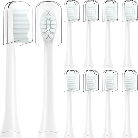 10 Pack Compatible avec la brosse à dents électrique Têtes de brosses de remplacement, pour la brosse à dents électrique Avec housse de protection (Blanc) (1/5)