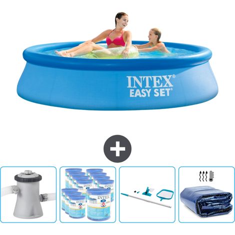 Intex runder aufblasbarer Easy Set-Schwimmpool – 244 x 61 cm – Blau – Inklusive Zubehör CB93 (1/4)