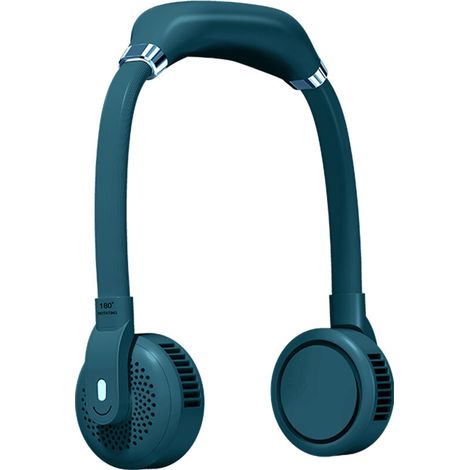 Portable Neck Fan Handsfree Neckband Fan Usb Battery Powered 3 Speed Adjustable Mini Wearable Fan, Dark Green 2000Mah - Dark Green 2000Mah (1/5)