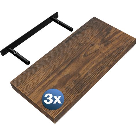 CASARIA® Set of 3 50cmx23cm Floating Shelf Including Bracket  Wall Shelving Living Room Kitchen Bedroom Office  38mm Thick  Hidden Wall Fixing  15kg Capacity MDF  50cm dunkle Eiche (de)