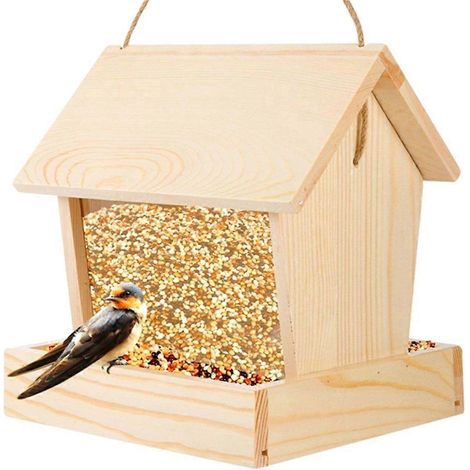 Nichoir, mangeoire à graines et noix, distributeur de graines pour oiseaux sauvages à suspendre dans le jardin (1/4)
