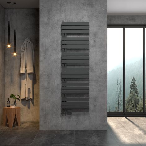 WITEN&NOCK RUCHI Badheizkörper Designheizkörper Handtuchtrockner Mittelanschluss 1600 x 500 mm Anthrazit ohne Ventil (1/5)