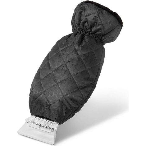 Gant grattoir à glace et à neige pour pare-brise, doublé de polaire de qualité et imperméable, pour voiture, 1 paquet (noir) (1/5)