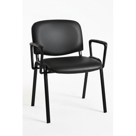 Sillas de escritorio - Pack 4 Sillas Ofis Polipiel con Brazos - Negro (1/5)