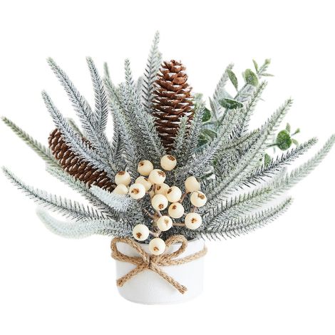 Un mini sapin de Noël fabriqué à partir de graines de lotus blanches, de 24 cm de long, parfait pour les fêtes de Noël. (1/5)