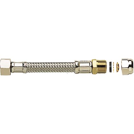 Flexible Tressé Inox série PLUS - Sanitaire/Plomberie - Tuyau Ø8mm avec joint - Femelle/Bague 12x17 - BAGUE 12mm - 300mm (1/2)