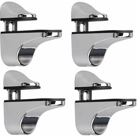 Support D'étagère en Verre Réglable, 4 Pcs Support D'étagère en Verre, Pince en Verre à Fixation Murale, Support pour Étagères en Verre, pour Tablette Verre (1/5)