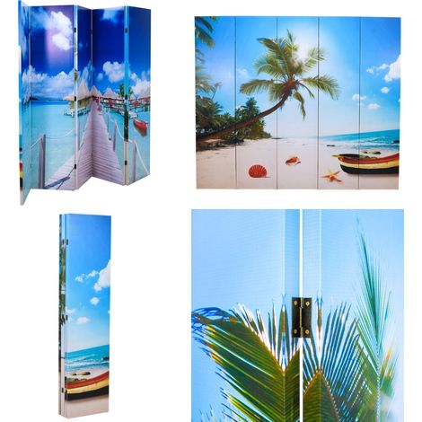 Cloison de séparation pliable 200 x 170 cm Plage - Séparateur De Pièce - Cloison Pliable - Décoration Murale - Organisation Intérieur - Diviser Pièce - Home & Living (1/5)