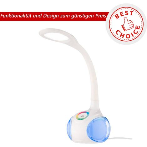 EGLO LED Tischlampe Arcones, Tischleuchte mit Touch, neutralweiß, dimmbar in Stufen, Lampenfuß mit RGB Farbwechsel, Schreibtischlampe Kinder aus Kunststoff in Weiß, Nachttischlampe (1/3)