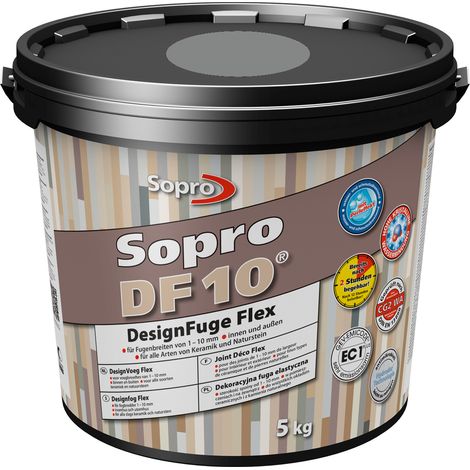 Sopro Mortier à joint pour carrelage de sol et mural Sopro DF 10 Flexible gris n° 15 5kg Gris (1/4)