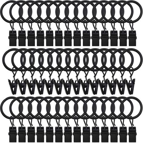 42 Paquets D\\'Anneaux une Rideaux, avec Pinces, Rideaux DéCoratifs, Rouille, RéTro, 1 Pouce, DiamèTre IntéRieur, Noir (1/4)