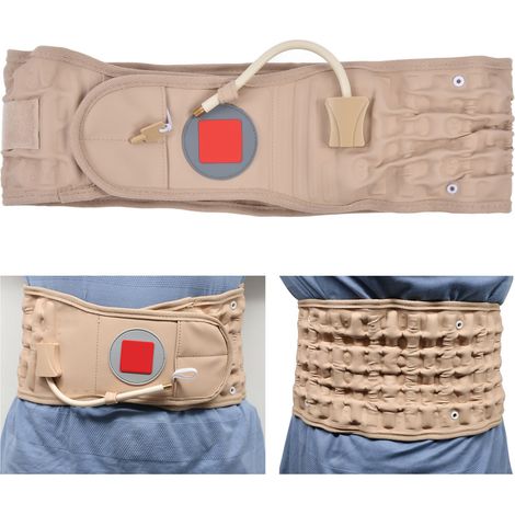 Ceinture de soutien lombaire à pompe à air kaki et jaune pour hernie discale lombaire, ceinture de traction pneumatique (1/5)