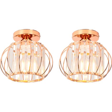 Plafón Redonda Moderna de Vidrio, Diámetro 20 cm, Oro Rosa, E27, Fácil de Instalar 2PCS (1/5)