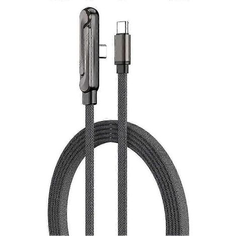 Câble de charge rapide tressé 240 W, câble USB-C coudé à 90°, chargeur multifonctionnel avec support de téléphone intégré - JXLGV (1/5)