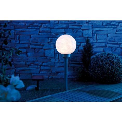 Borne lumineuse sphérique à LED - - Ø 20 cm - Gris - Energie solaire - Contemporain (1/4)