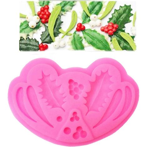 Moule en silicone 3D pour bordures de gâteaux en fondant et chocolat, idéal pour les baies de Noël. (1/4)