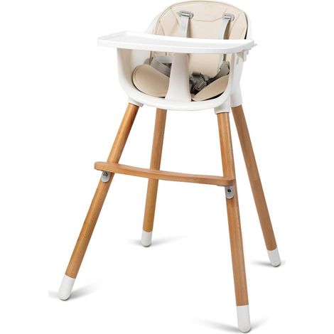 Costway – Chaise haute bébé convertible 2 en 1 – Hauteur réglable – Coussin amovible – Repose-pieds et plateau – Charge max 15kg – Pour 6 mois à 3 ans (1/5)
