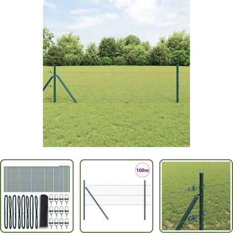 vidaXL Stahl und PVC - Zaunpfosten Grau 100 x 0,5 m (25 mm Netz) Stahl und PVC (1/5)
