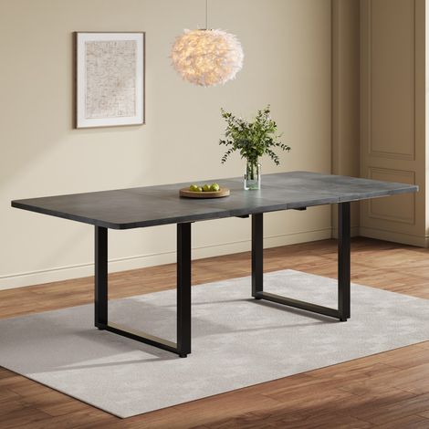 Table extensible rectangulaire grise 140/180/220x80x75cm, pieds métal, 3 tailles pour 6 à 10 personnes, salle à manger et cuisine (1/5)