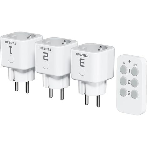 Prise Telecommande sans Fil, Portée de 30,5 M, Lot de 3, Blanc 3 Prises et 1 Télécommande, Intérieures Prise avec Interrupteur, pour Décoration de Noël, Électroménager, 2300W (1/5)