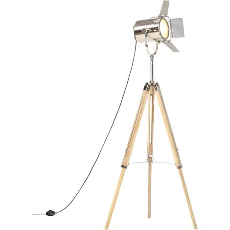 vidaXL Lampadaire à trépied bois de manguier massif 140 cm (1/5)