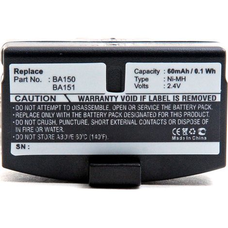NX - Batterie casque audio 2.4V 60mAh - BA-151CPH-522WEST-BA151BA-150BA-152 (1/3)